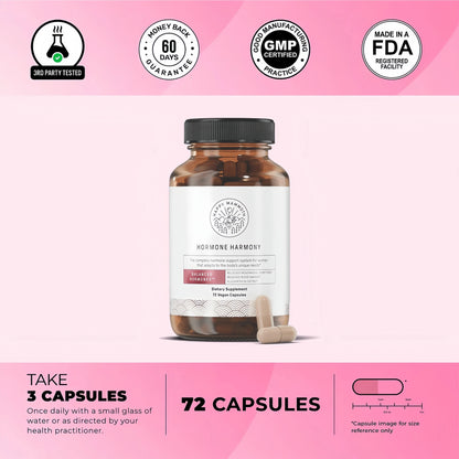 Happy Mammoth **Not Available Hormone Harmony Natural Hormonal Support for Women, Relief for Menopause, Perimenopause, Healthy Hormonal Balance, Hot Flashes. 72 Capsules.