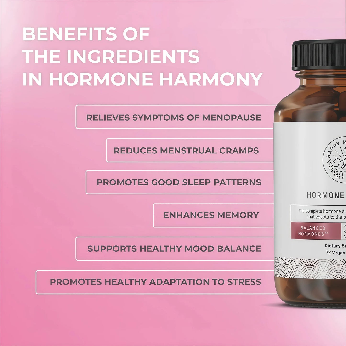 Happy Mammoth **Not Available Hormone Harmony Natural Hormonal Support for Women, Relief for Menopause, Perimenopause, Healthy Hormonal Balance, Hot Flashes. 72 Capsules.