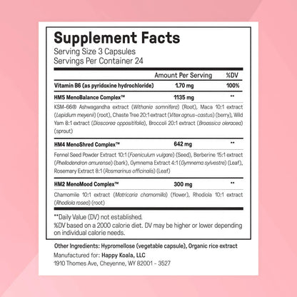 Happy Mammoth **Not Available Hormone Harmony Natural Hormonal Support for Women, Relief for Menopause, Perimenopause, Healthy Hormonal Balance, Hot Flashes. 72 Capsules.